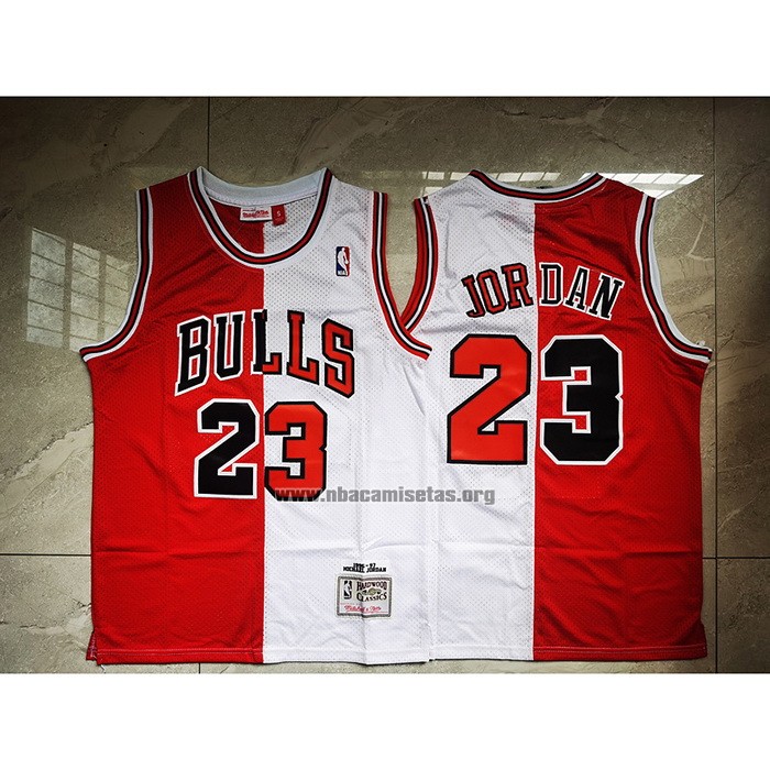 Camiseta Chicago Bulls Michael Jordan NO 23 Split Blanco Rojo